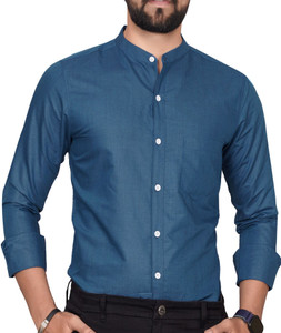 GLOBAL NOMAD Men Solid Casual Blue, Light Blue Shirt