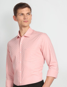 ARROW Men Checkered Formal Orange Shirt