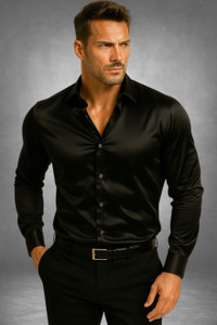 BROCON Men Solid Party Black Shirt