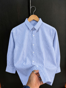 Velmita Boys Light Blue, White Striped Shirt - Image 2