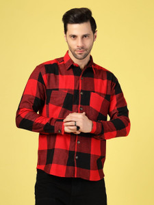 RIGO Men Checkered Casual Red Shirt