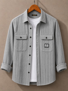 VELLOSTA Men Grey Casual Shirt - Image 3