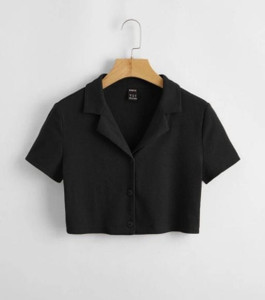 indicare Women Solid Casual Black Shirt