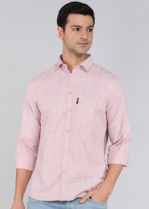 PROVOGUE Men Checkered Casual Pink Shirt