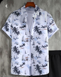 SEVENTEENSTITCH Men Printed Casual Black, White Shirt