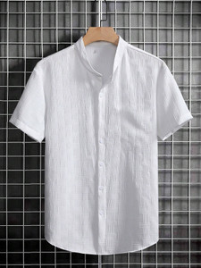 Paralians Men Solid Casual White Shirt