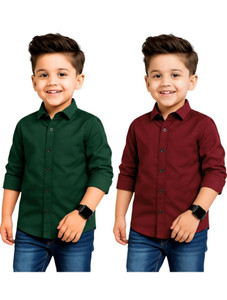 YYQ Boys Maroon, Green Shirt Pack of 2 - Image 5