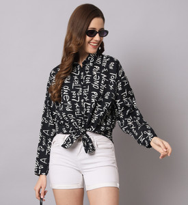 FUNDAY FASHION Women Printed Casual Black Shirt