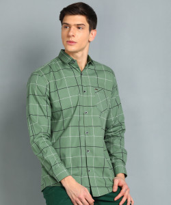Tanip Men Checkered Casual Green Shirt