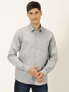 PROVOGUE Men Solid Casual Silver Shirt