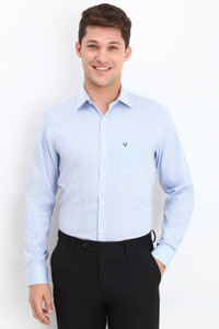 Allen Solly Men Striped Formal Blue Shirt