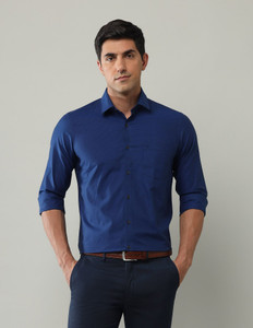 ARROW Men Self Design Formal Blue Shirt