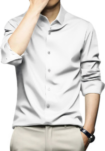 cvc Men Solid Formal White Shirt