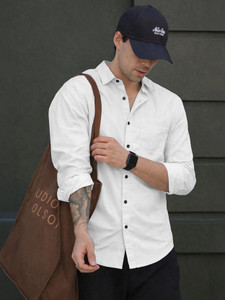 EyeBogler Men Solid Casual White Shirt
