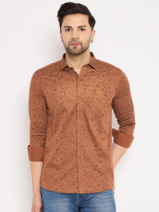 DUKE Men Printed Casual Black, Grey, Orange Shirt