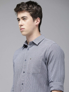 THE BEAR HOUSE Men Checkered Casual Blue Shirt
