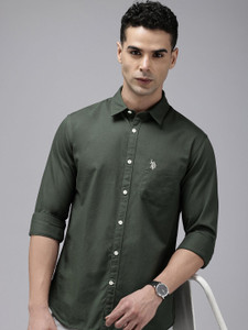 U.S. POLO ASSN. Men Solid Casual Green Shirt