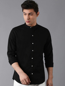 FUBAR Men Solid Casual Black Shirt