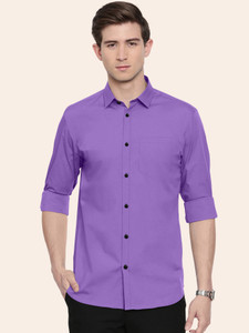 FIBERMILL Men Solid Casual Purple Shirt