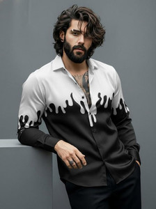 SEVENTEENSTITCH Men Printed Casual Black, White Shirt