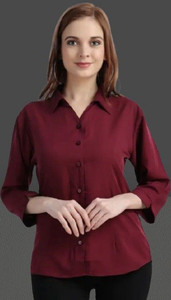 Novotny Women Solid Formal Maroon Shirt