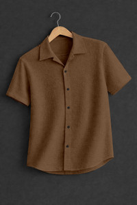 COMBRAIDED Men Self Design Formal Brown Shirt