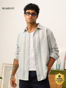 The Souled Store Men Striped Casual White Shirt - Image 6