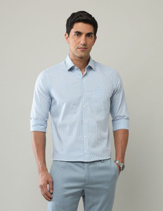 ARROW Men Self Design Formal Blue Shirt