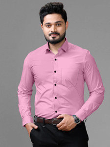 DHADUK Men Solid Casual Pink Shirt