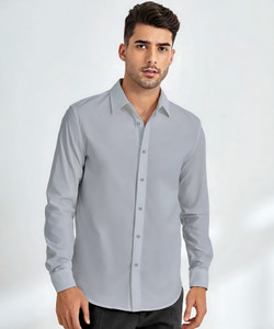 Webric Men Solid Casual Grey Shirt