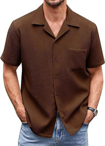 COLORCHAKRA Men Self Design Casual Brown Shirt