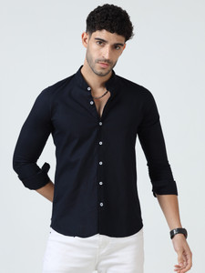 Resiro Men Solid Casual Dark Blue Shirt