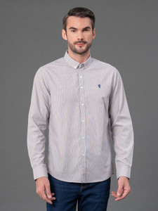 RED TAPE Men Striped Casual Beige Shirt
