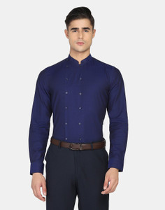 Blackberrys Men Solid Formal Blue Shirt