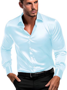 SOLSTICE Men Solid Formal Light Blue Shirt