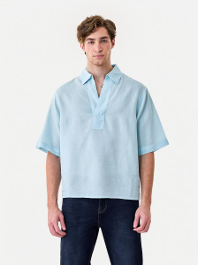 Snitch Men Solid Casual Light Blue Shirt
