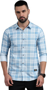CAZZBA Men Checkered Casual Blue, White Shirt