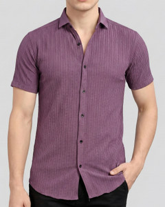 NIVICK Men Self Design Casual Purple Shirt