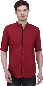 KUONS AVENUE Men Solid Casual Maroon Shirt