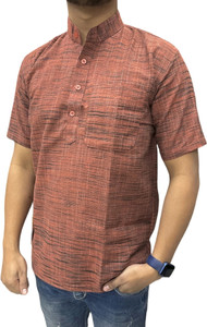 SARIM TEXTILE Men Printed Casual Orange, Grey Shirt