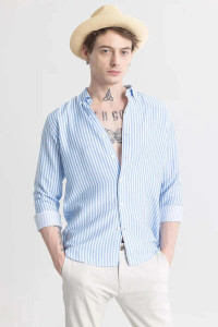 OTUS Men Checkered Casual Blue Shirt