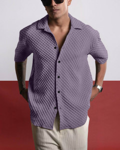 METRONAUT Men Self Design Casual Purple Shirt