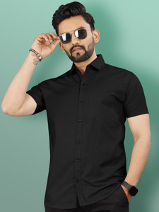 VeBNoR Men Solid Casual Black Shirt
