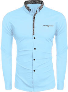 Webric Men Solid Formal Light Blue Shirt