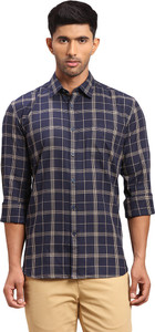 PARX Men Checkered Casual Blue Shirt