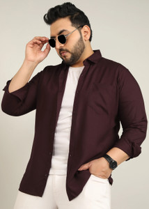 METRONAUT PLUS Men Solid Casual Maroon Shirt