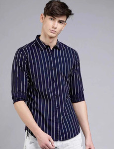 SNWARIYA Men Striped Casual Blue Shirt