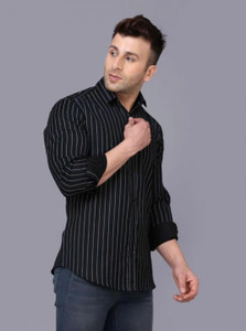 LRK Men Striped Casual Black Shirt - Image 5
