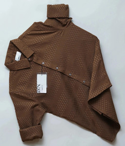 N AND J Men Self Design Casual Orange Shirt