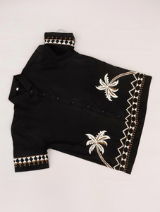 LEMZODIC Men Embroidered Casual Black Shirt